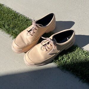 CAMPER shoes / peach PIX lace up flat oxfords / size 7.5 us / 38 eu